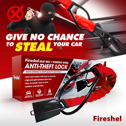 Universal Car Steering Wheel Lock With Seat Belt Socket locks