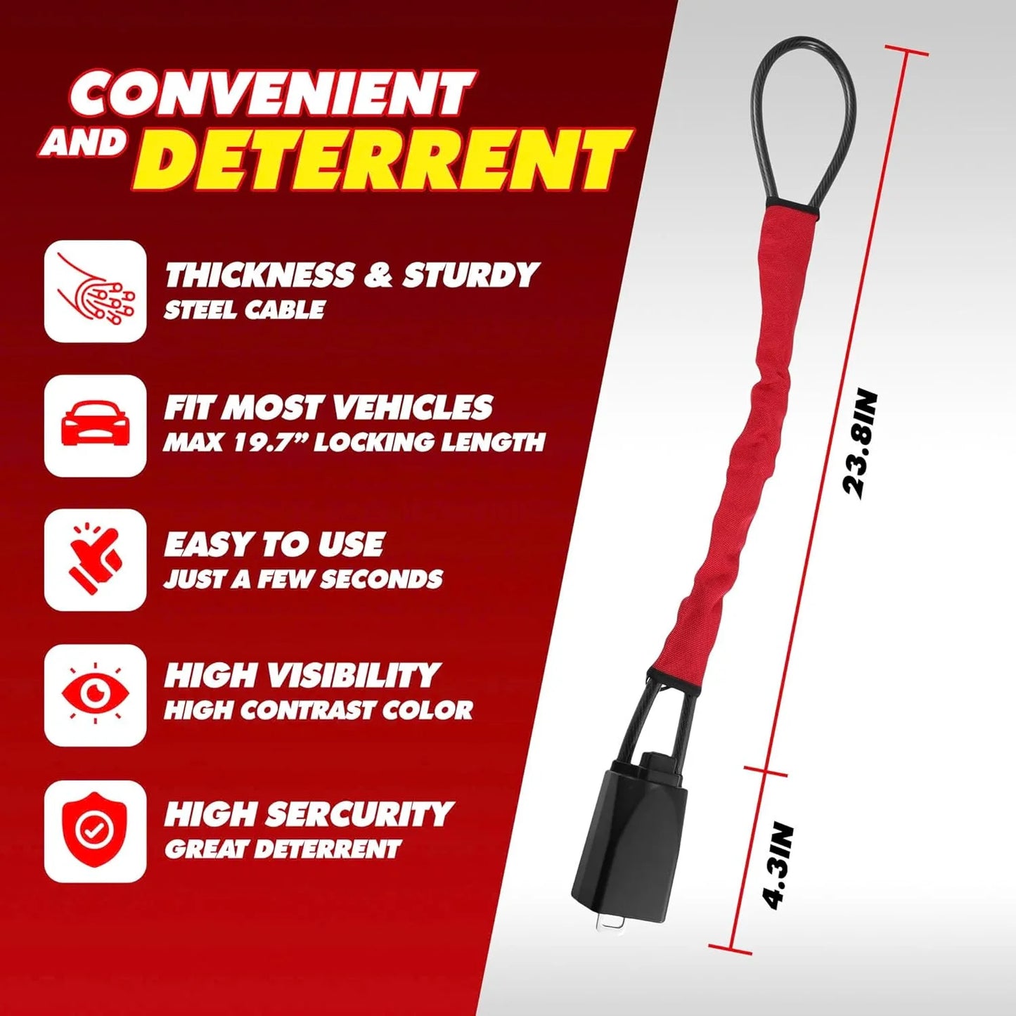 Universal Car Steering Wheel Lock With Seat Belt Socket locks